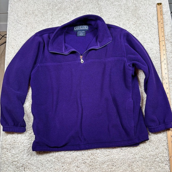 Lands' End Tops - Lands End Purple Fleece 1/4 Zip Pullover Top Women's L Polyester PolarTec